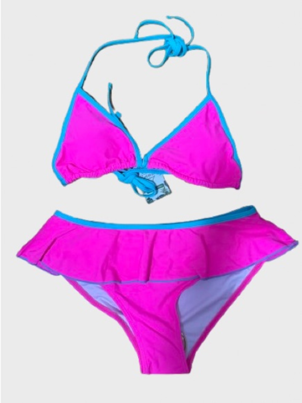 Bright Pink & Turquoise Ruffle Bikini Set - Women Swim Bikini